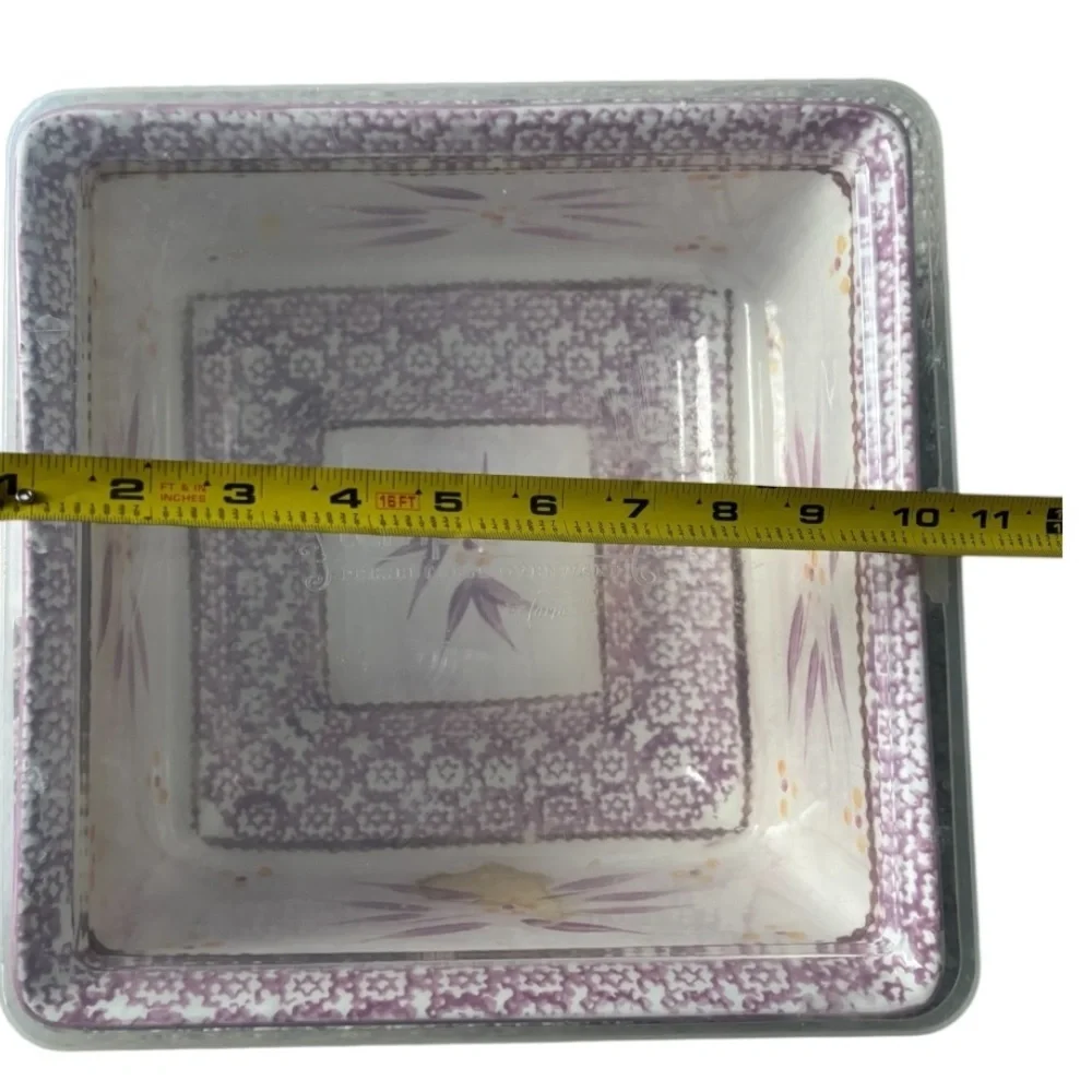 TempTations Pink and Cream Colored Old World Floral Pattern Ceramic Dish